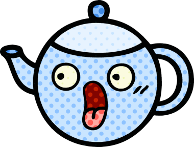 Bir insan tarafından çizilmiş bir çaydanlığın çizgi romanı.