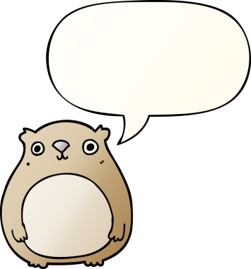 Bir insan tarafından çizilmiş yumuşak eğimli konuşma baloncuklu çizgi film ayısı.