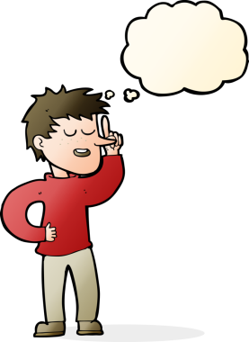 Bir insan tarafından çizilmiş düşünce baloncuğu fikri olan çizgi film adamı.