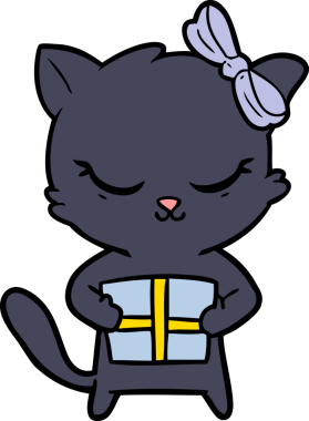 Bir insan tarafından çizilmiş sevimli çizgi film kedisi.