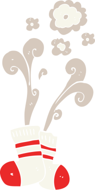 Bir insan tarafından çizilmiş kokulu eski çorapların düz renk çizimi