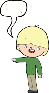 Bir insan tarafından çizilmiş bir konuşma balonuyla işaret eden çizgi film adamı.