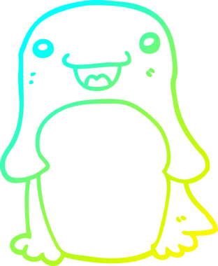 Bir insan tarafından çizilmiş bir penguen karikatürü.