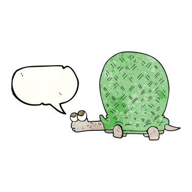 Bir insan tarafından çizilmiş serbest konuşma balonu desenli karikatür kaplumbağası