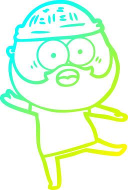 Bir insan tarafından çizilmiş sakallı bir karikatür çizimi.