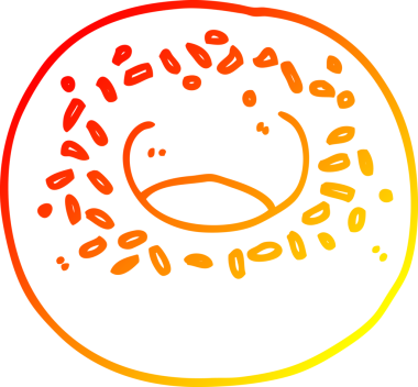 Bir insan tarafından çizilmiş çizgi film donutunun sıcak gradyan çizimi