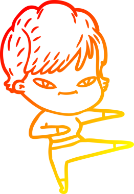 Bir insan tarafından çizilmiş mutlu bir kadının çizgi çizimi.