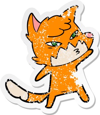 Bir insan tarafından çizilmiş zeki bir tilkinin sıkıntılı çıkartması.