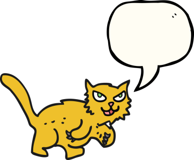 Bir insan tarafından çizilmiş serbest konuşma balonu çizgi film kedisi