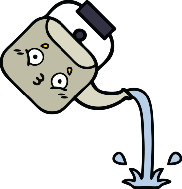 Bir insan tarafından çizilmiş tatlı bir çaydanlık karikatürü