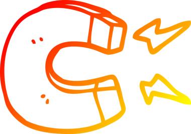 Bir insan tarafından çizilen çizgi film mıknatısının sıcak gradyan çizimi