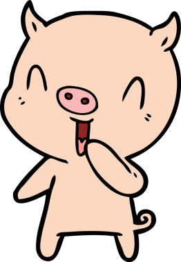 Bir insan tarafından çizilmiş mutlu çizgi film domuzu.