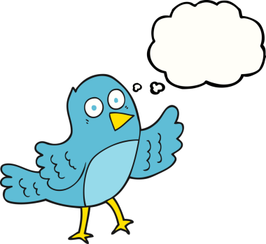 Bir insan tarafından çizilmiş serbest çizim balon karikatür kuşu.