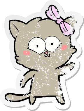 Bir insan tarafından çizilmiş karikatür bir kedinin sıkıntılı çıkartması.