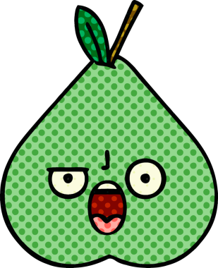 bir insan tarafından çizilmiş yeşil bir armut çizgi romanı