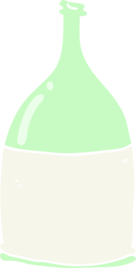 Bir insan tarafından çizilmiş düz renkli çizgi film şişesi.