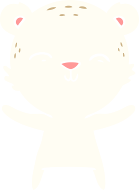 Bir insan tarafından çizilmiş mutlu düz renkli çizgi film kutup ayısı.