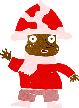 Bir insan tarafından çizilmiş mantar adam.