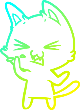 Bir insan tarafından çizilen çizgi film kedisinin soğuk gradyan çizimi