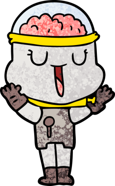 Bir insan tarafından çizilmiş mutlu çizgi film robotu