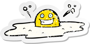 Bir insan tarafından çizilmiş mutlu bir karikatür karikatürünün kederli retro yapıştırması.