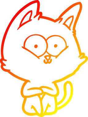 Bir insan tarafından çizilmiş çizgi film kedisinin sıcak çizgi çizimi