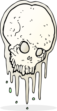 Bir insan tarafından çizilmiş korkunç kafatası.