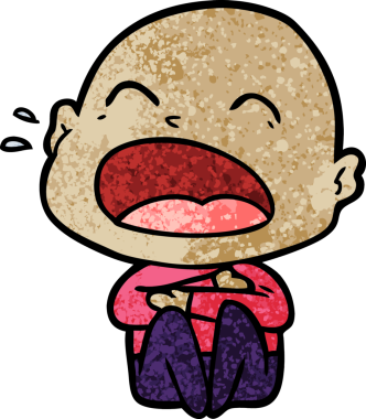 Bir insan tarafından çizilmiş kel adam diye bağıran çizgi film.