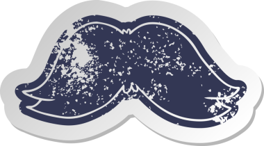 Bir insanın çizdiği bıyıklı adamın sıkıntılı eski çizgi film çıkartması.