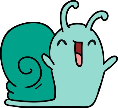 Çizim: kawaii Mutlu şirin salyangoz Bir insan tarafından çizilmiş