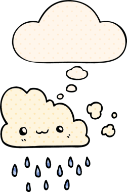 Bir insan tarafından çizilmiş, düşünce baloncuklu karikatür fırtına bulutu.