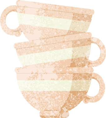 Bir insan tarafından çizilmiş kab yığını grafik vektör resimleme simgesi