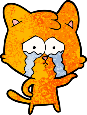 Bir insan tarafından çizilmiş ağlayan kedi çizgi filmi.