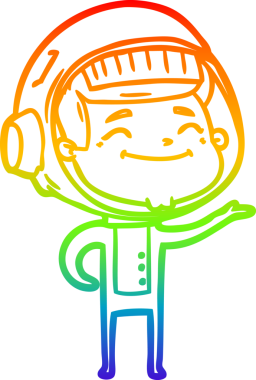 gökkuşağı gradyan çizimi mutlu bir çizgi astronot çizimi bir insan tarafından çizildi