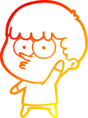 Bir insan tarafından çizilen çizgi film meraklısı bir çocuğun sıcak çizgi çizimi.