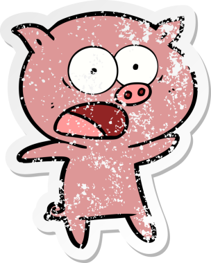 Bir insan tarafından çizilmiş bağıran bir domuzun sıkıntılı çıkartması.