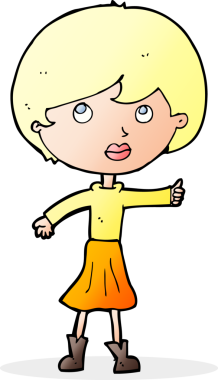 Çizgi filmdeki kadın bir insan tarafından çizilmiş sorular soruyor.