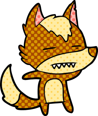 Bir insan tarafından çizilmiş tilki çizgi film karakteri