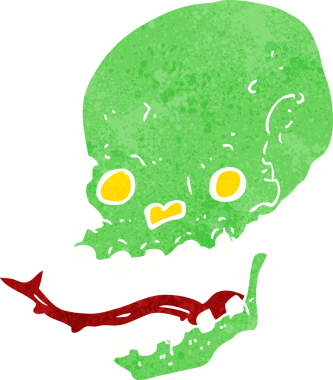 Bir insan tarafından çizilmiş ürkütücü bir kafatası.