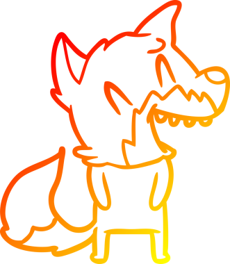 Bir insan tarafından çizilmiş gülen tilki çizgi filmi.