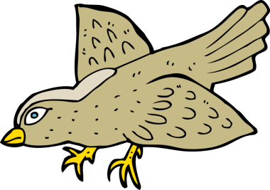 Bir insan tarafından çizilmiş çizgi film kuşu.