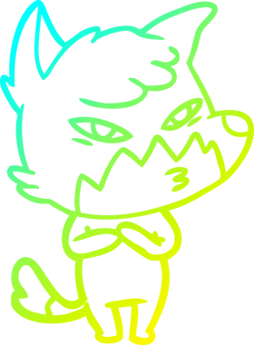 Bir insan tarafından çizilmiş akıllı bir tilkinin soğuk çizgi çizimi.