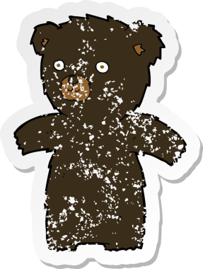 Bir insan tarafından çizilmiş sevimli bir çizgi film kara ayısının gerilimli çıkartması.