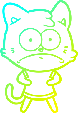 İnsan tarafından çizilmiş bir çizgi film çizimi. Sinirli bir kedi.