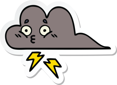 Bir insan tarafından çizilmiş şirin bir fırtına bulutunun çıkartması.