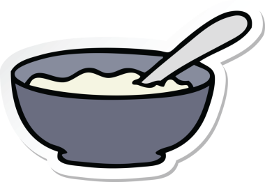 Bir insan tarafından çizilmiş garip bir yulaf lapası etiketi.