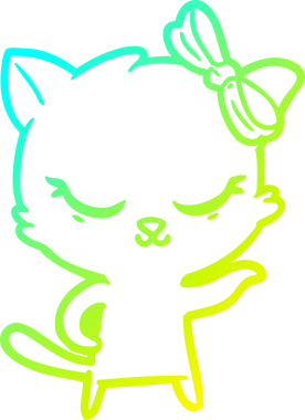 Bir insan tarafından çizilmiş bir çizgi film kedisinin soğuk gradyan çizimi