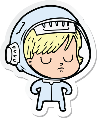 Bir insan tarafından çizilmiş astronot bir kadının çıkartması.