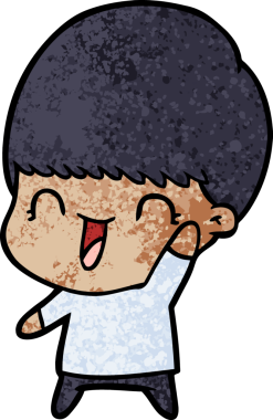 Bir insan tarafından çizilmiş mutlu çizgi film çocuğu.