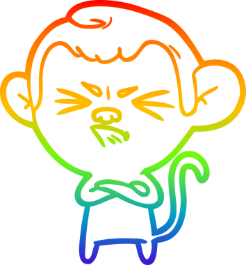 Bir insan tarafından çizilmiş kızgın bir maymunun gökkuşağı gradyan çizimi